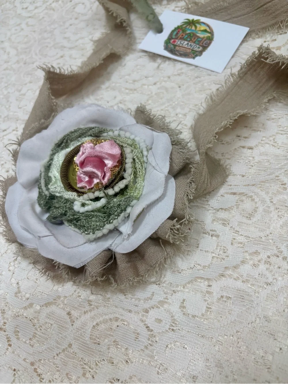 Shabby Chic Upcycled Jabot Choker Necklace